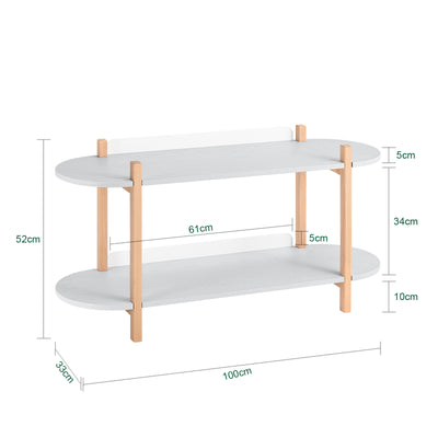 SoBuy HSTR01-HG, 2 Tiers Bookcase Bookshelf Storae Display Shelf Side Table Coffee Table, Grey and Natural