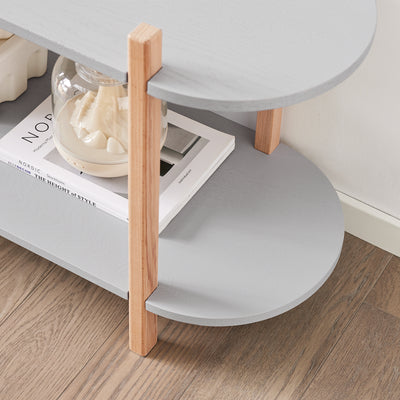 SoBuy HSTR01-HG, 2 Tiers Bookcase Bookshelf Storae Display Shelf Side Table Coffee Table, Grey and Natural