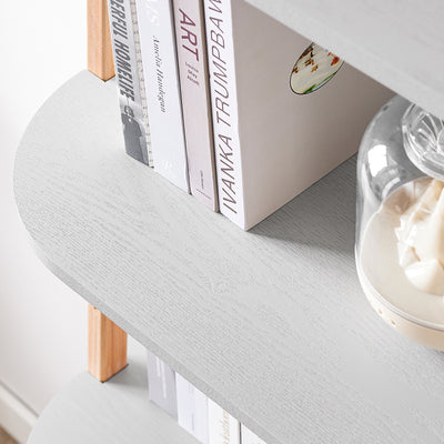 SoBuy HSTR02-HG, 4 Tiers Bookcase Bookshelf Storae Display Shelf Ladder Shelf Wall Shelf, Grey and Natural