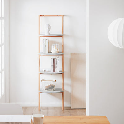 SoBuy HSTR02-K-HG, 4 Tiers Bookcase Bookshelf Storae Display Shelf Ladder Shelf Wall Shelf, Grey and Natural
