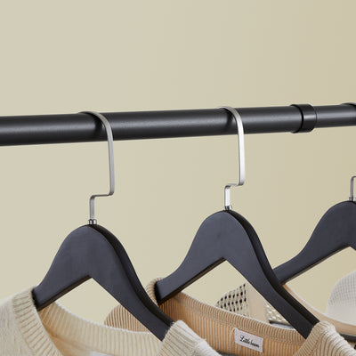 SoBuy KLS03-II-SCH, Telescopic Clothes Rail, Heavy Duty Clothes Rack, Adjustable Open Wardrobe with Hanging Rails for Bedroom, Walk-in Closet Black W (124–226) x H (200–295) cm