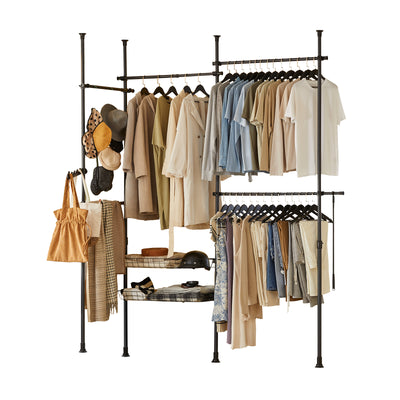 SoBuy KLS04-SCH, Adjustable Wardrobe Organiser Clothes Storage Shelf System, Black