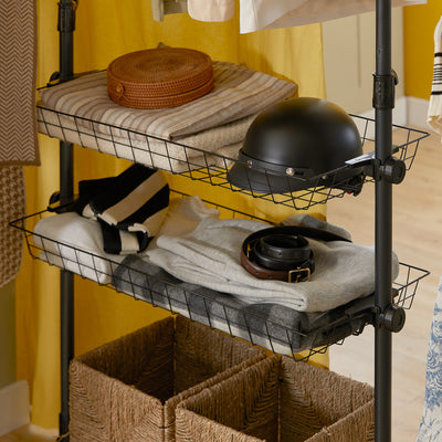 SoBuy KLS04-SCH, Adjustable Wardrobe Organiser Clothes Storage Shelf System, Black