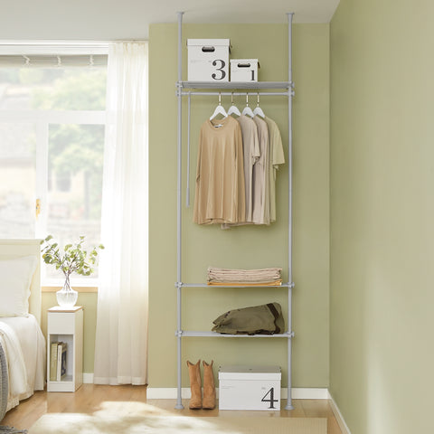 SoBuy KLS07-HG, Adjustable Wardrobe Organiser Clothes Storage Shelf System