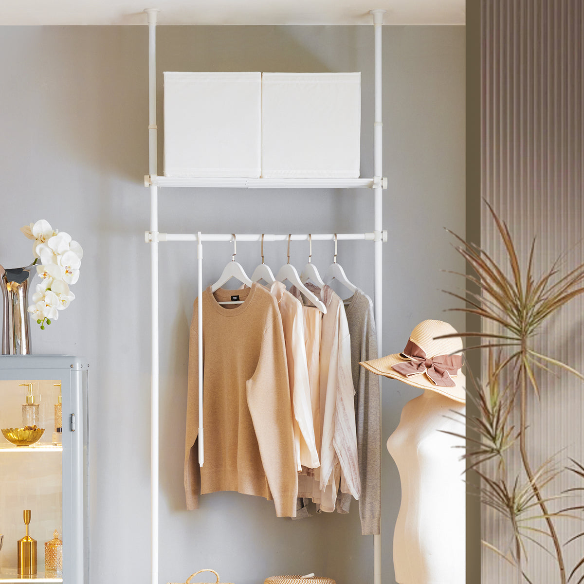 Pre-sale SoBuy KLS07-W, Adjustable Wardrobe Organiser Clothes Storage Shelf System, White