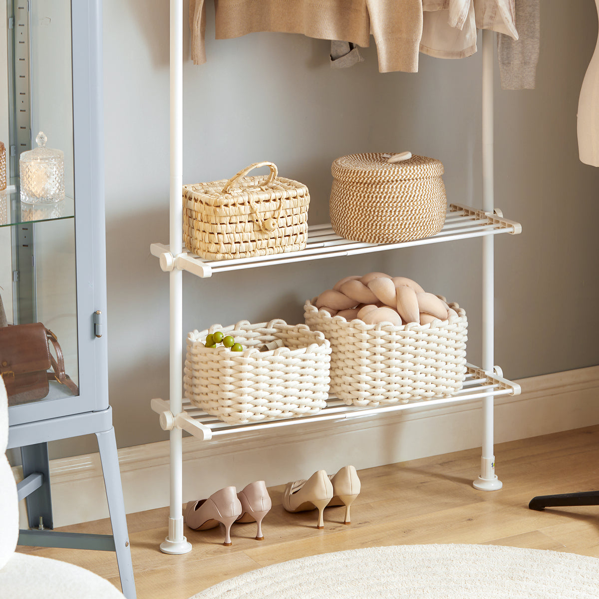Pre-sale SoBuy KLS07-W, Adjustable Wardrobe Organiser Clothes Storage Shelf System, White