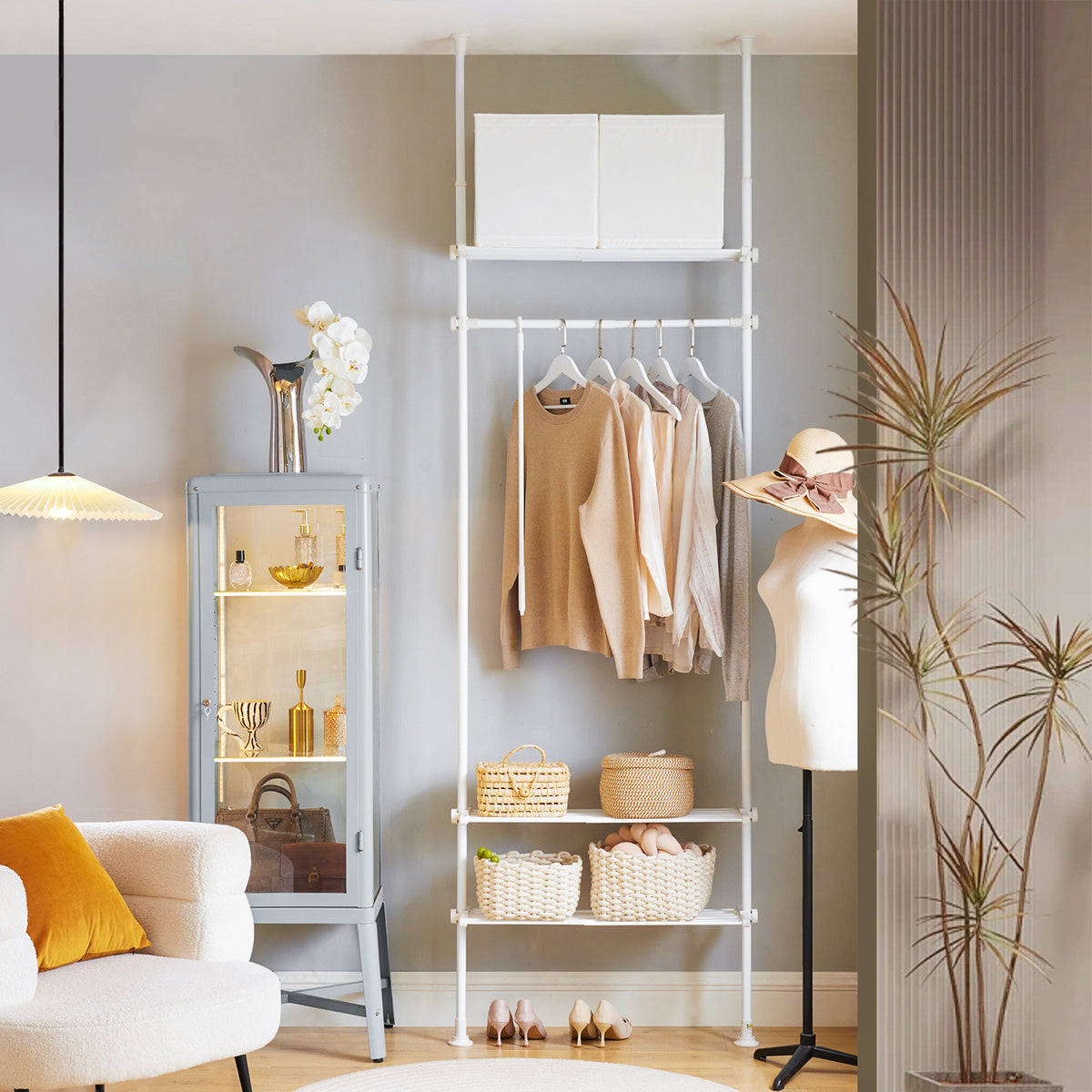 Pre-sale SoBuy KLS07-W, Adjustable Wardrobe Organiser Clothes Storage Shelf System, White