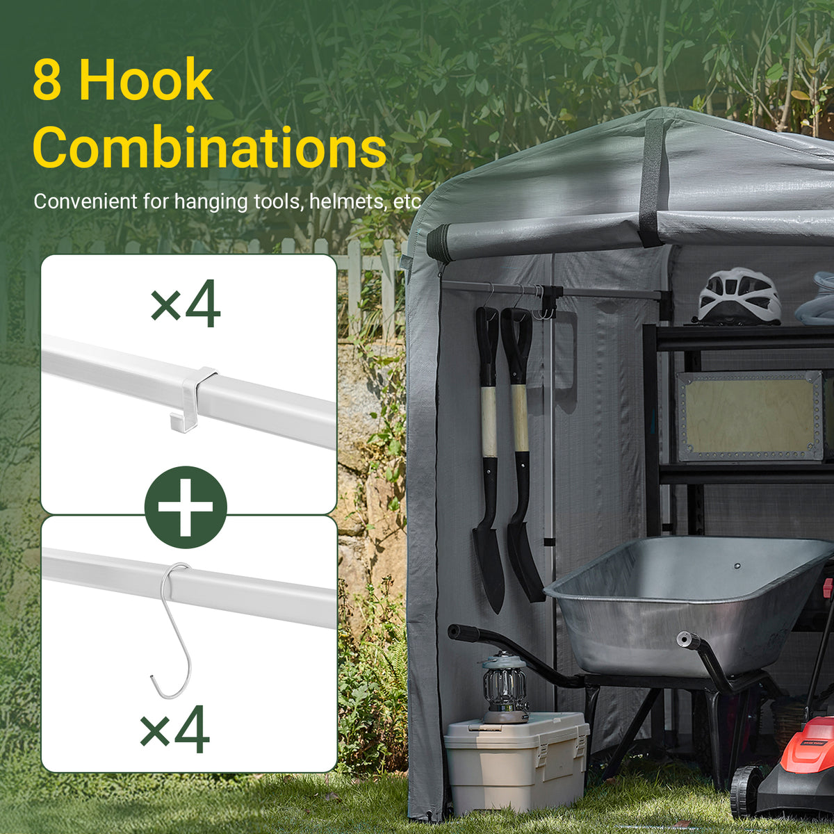 SoBuy KLS11-DG, Bike Storage Outdoor, Waterproof Bicycle Shelter, Outdoor Bike Storage Shed, Motorbike Storage Tent, Garden Shed for Bikes, Motorcycles, and Tools, Grey, 120x176x163 cm