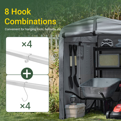 SoBuy KLS11-DG, Bike Storage Outdoor, Waterproof Bicycle Shelter, Outdoor Bike Storage Shed, Motorbike Storage Tent, Garden Shed for Bikes, Motorcycles, and Tools, Grey, 120x176x163 cm