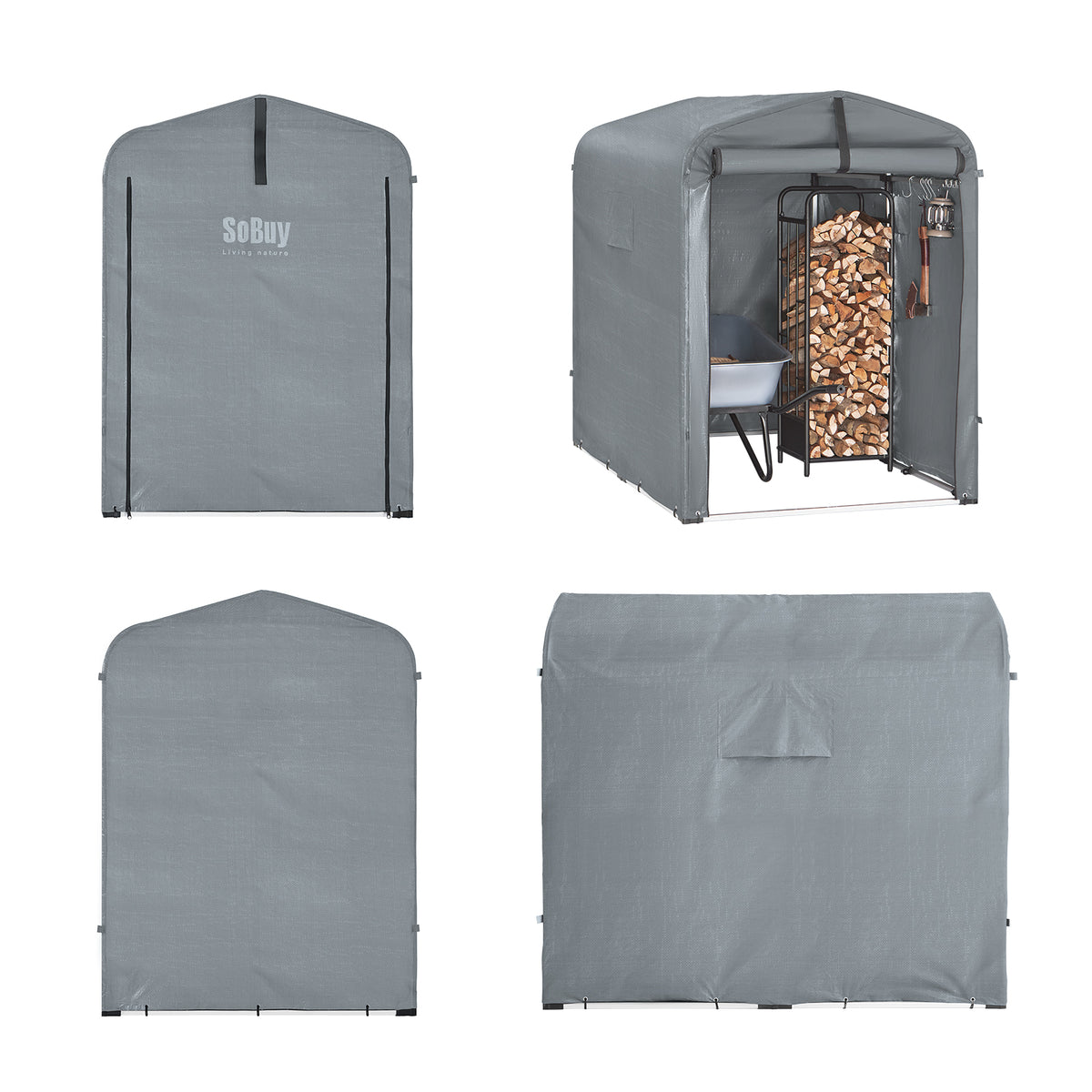 SoBuy KLS11-DG, Bike Storage Outdoor, Waterproof Bicycle Shelter, Outdoor Bike Storage Shed, Motorbike Storage Tent, Garden Shed for Bikes, Motorcycles, and Tools, Grey, 120x176x163 cm