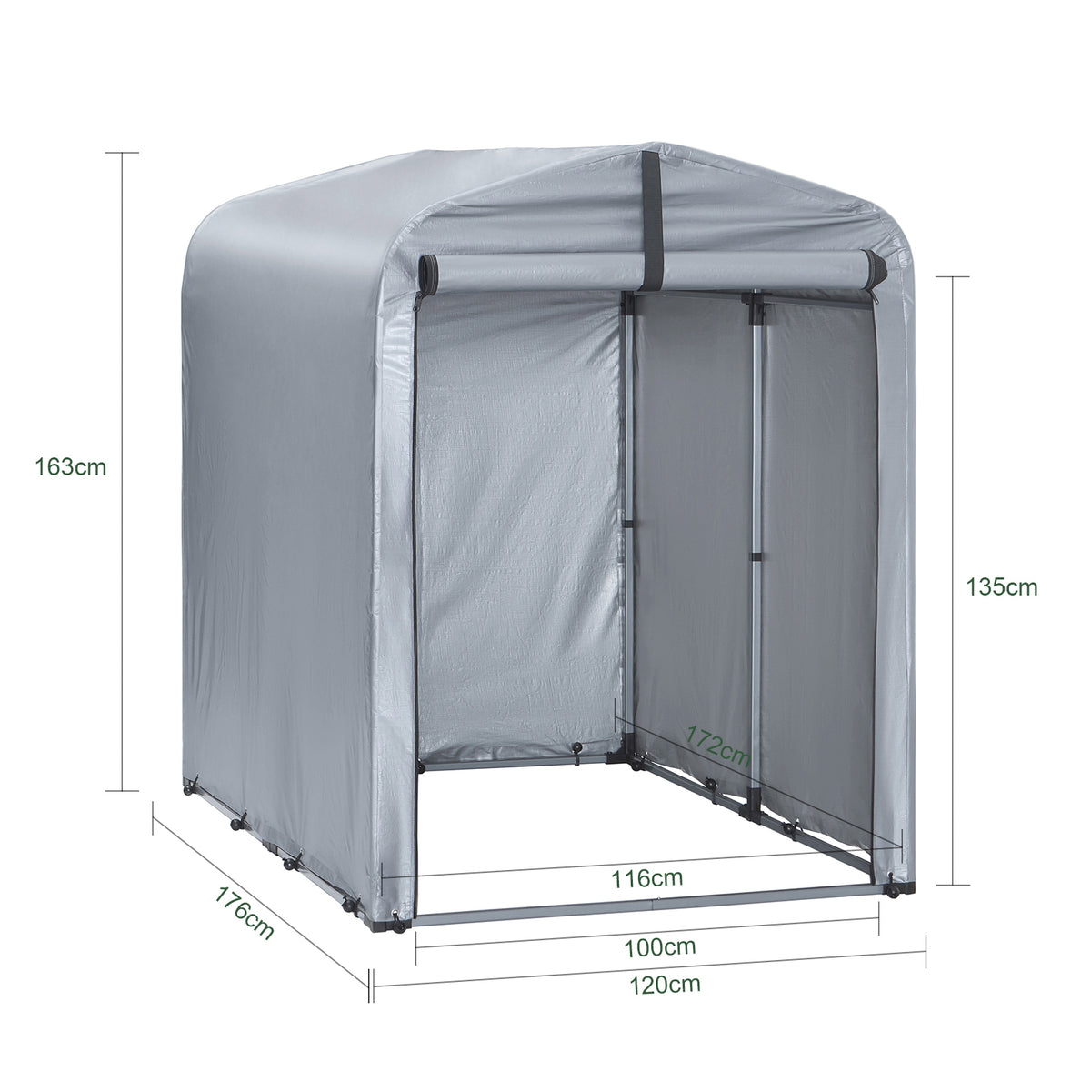 SoBuy KLS11-K, Bike Storage Outdoor, Waterproof Bicycle Shelter, Outdoor Bike Storage Shed, Motorbike Storage Tent, Garden Shed for Bikes, Motorcycles, and Tools, Silver, 120x176x163 cm