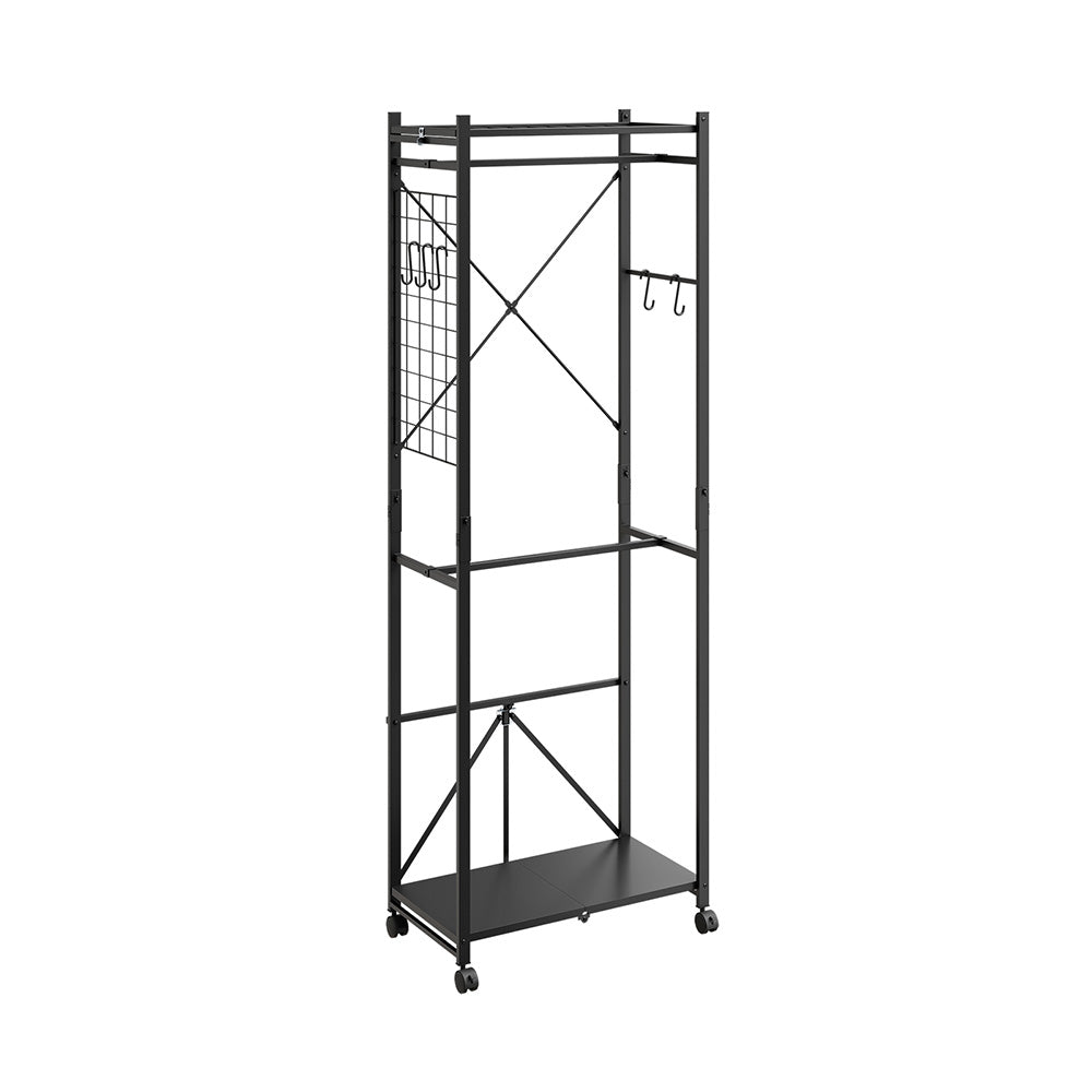SoBuy KLS21-SCH, Metal Clothes Rail with Shelves on Wheels, Narrow Design, Black, 60x32x175cm - view 1