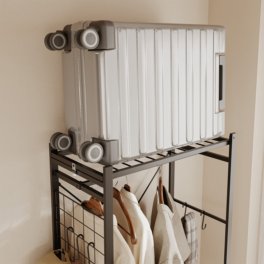 SoBuy KLS21-SCH, Metal Clothes Rail with Shelves on Wheels, Narrow Design, Black, 60x32x175cm - view 11