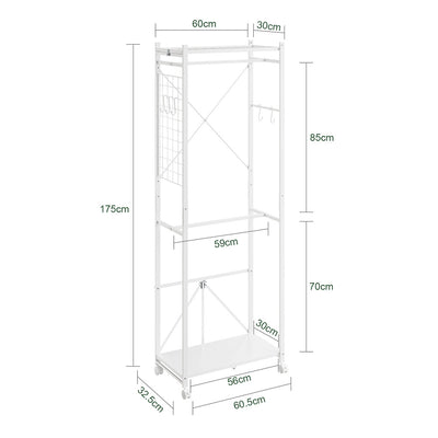 SoBuy KLS21-W, Heavy Duty Clothes Rail with Shelves on Wheels, White, 60x32x175cm - view 3