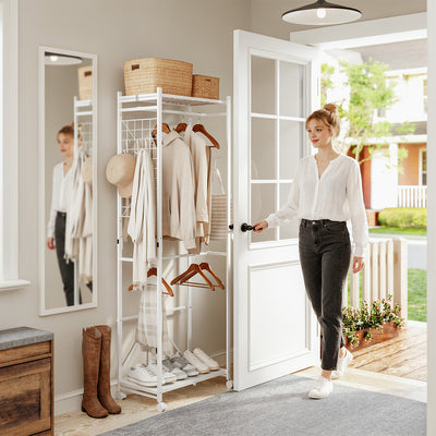 SoBuy KLS21-W, Heavy Duty Clothes Rail with Shelves on Wheels, White, 60x32x175cm - view 10