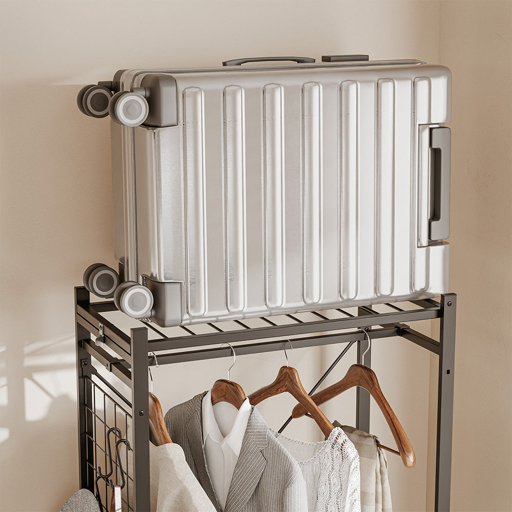 SoBuy KLS23-SCH, Clothes Rail with Shelf & Drawer on Wheels, Shoe Rack, Dark Gray, 60x32x175cm - view 10