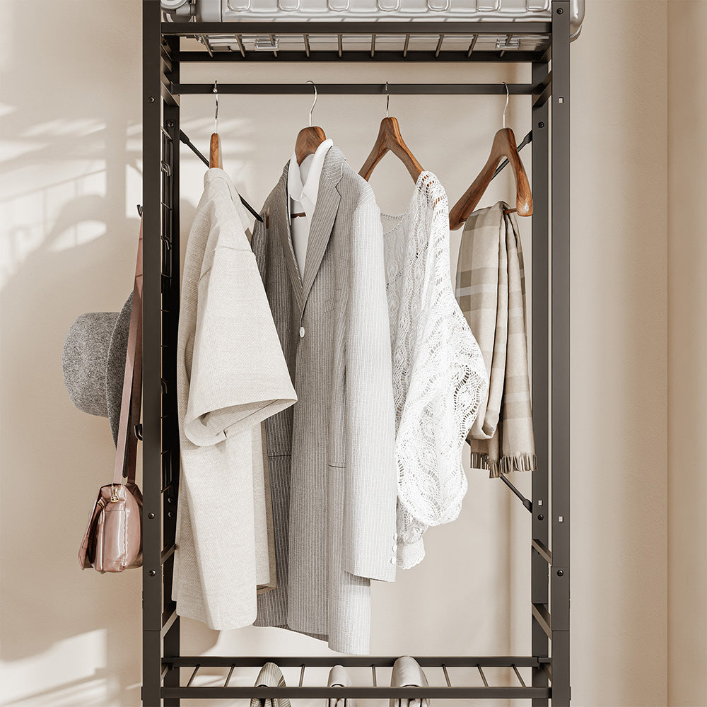 SoBuy KLS23-SCH, Clothes Rail with Shelf & Drawer on Wheels, Shoe Rack, Dark Gray, 60x32x175cm - view 12
