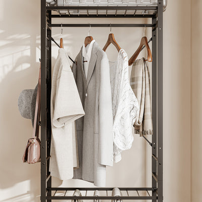 SoBuy KLS23-SCH, Clothes Rail with Shelf & Drawer on Wheels, Shoe Rack, Dark Gray, 60x32x175cm - view 12