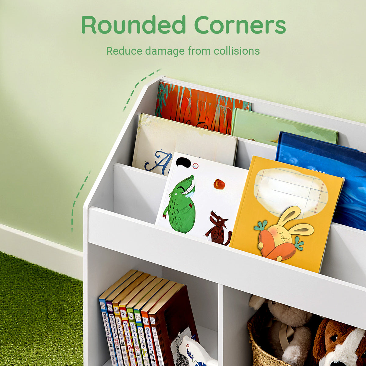 SoBuy KMB01-II-W, Children Kids Bookcase Storage Display Rack Organizer Holder, White