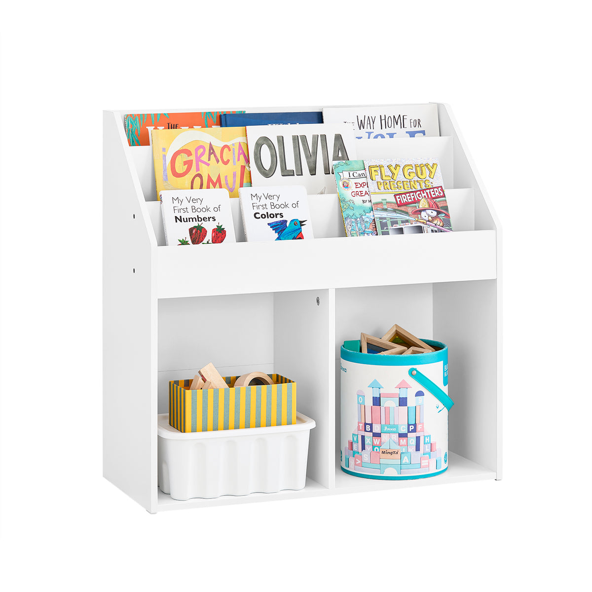SoBuy KMB01-II-W, Children Kids Bookcase Storage Display Rack Organizer Holder, White