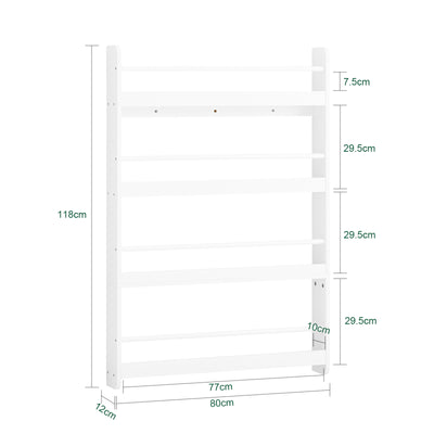 SoBuy KMB08-II-W, Kids Bookshelf Children's Bookcase 4 Tier Book Storage Rack, Wall Bookshelf Toy Storage Unit for Nursery or Playroom Kids Bedroom Furniture White 80x12x118cm