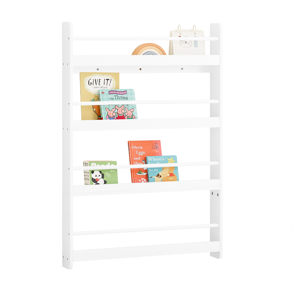 SoBuy KMB08-II-W, Kids Bookshelf Children's Bookcase 4 Tier Book Storage Rack, Wall Bookshelf Toy Storage Unit for Nursery or Playroom Kids Bedroom Furniture White 80x12x118cm