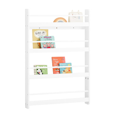 SoBuy KMB08-II-W, Kids Bookshelf Children's Bookcase 4 Tier Book Storage Rack, Wall Bookshelf Toy Storage Unit for Nursery or Playroom Kids Bedroom Furniture White 80x12x118cm