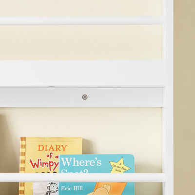 SoBuy KMB08-II-W, Kids Bookshelf Children's Bookcase 4 Tier Book Storage Rack, Wall Bookshelf Toy Storage Unit for Nursery or Playroom Kids Bedroom Furniture White 80x12x118cm