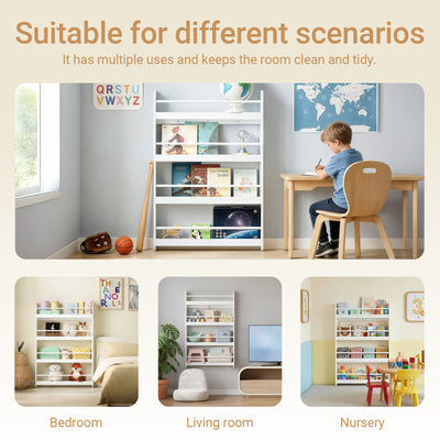 SoBuy KMB08-II-W, Kids Bookshelf Children's Bookcase 4 Tier Book Storage Rack, Wall Bookshelf Toy Storage Unit for Nursery or Playroom Kids Bedroom Furniture White 80x12x118cm