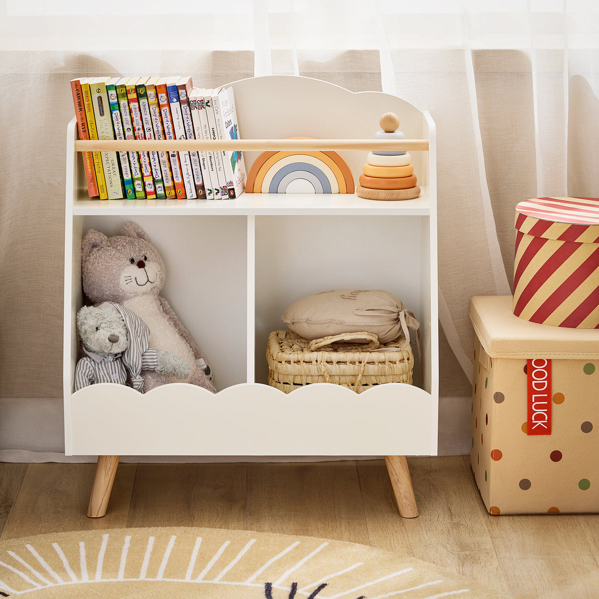 SoBuy KMB100-K-W, Children Kids Bookcase Bookshelf Toy Shelf Storage Shelf with 3 Compartments, White