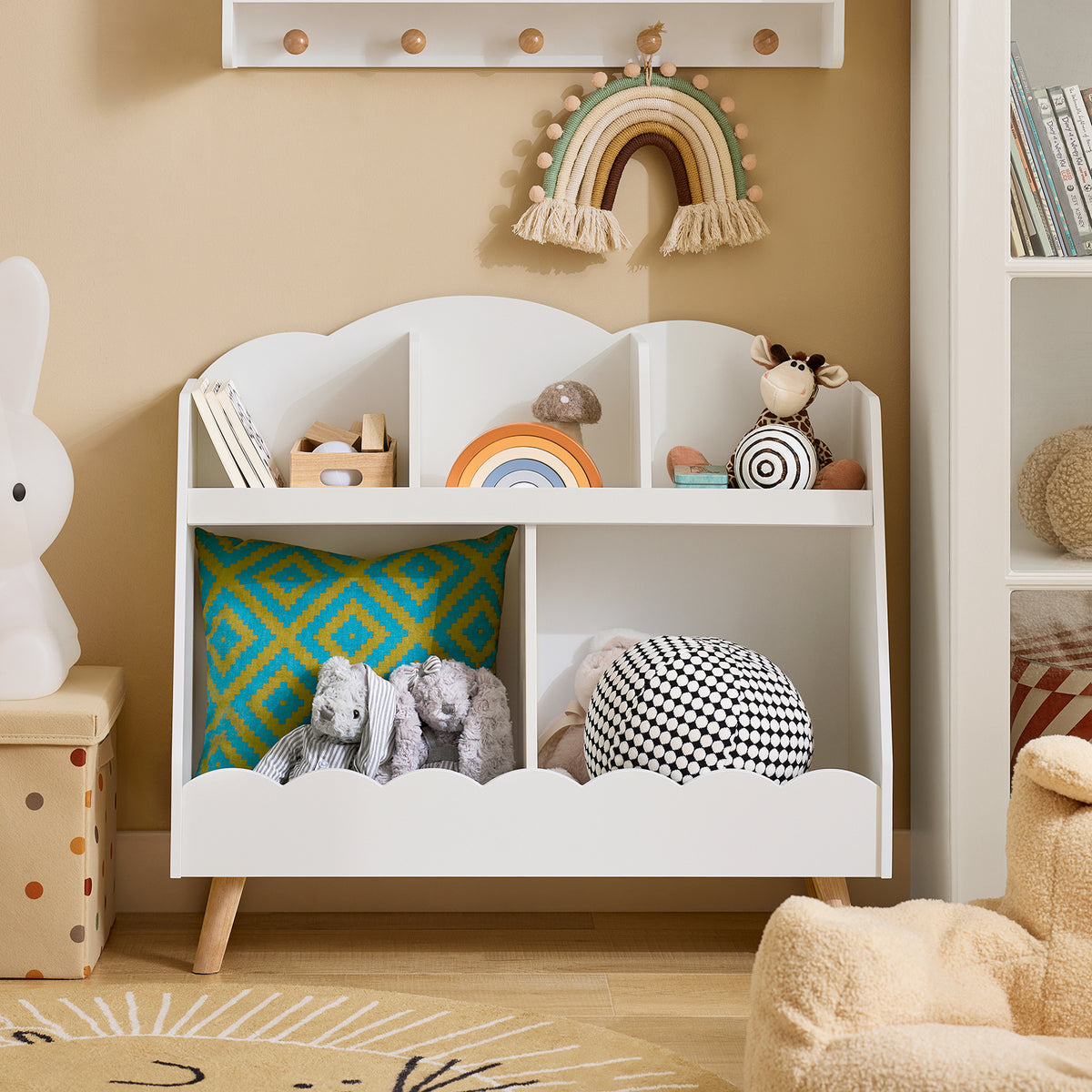 SoBuy KMB100-W, Children Kids Bookcase Bookshelf Toy Shelf Storage Shelf with 5 Compartments White W82 x D35 x H76cm