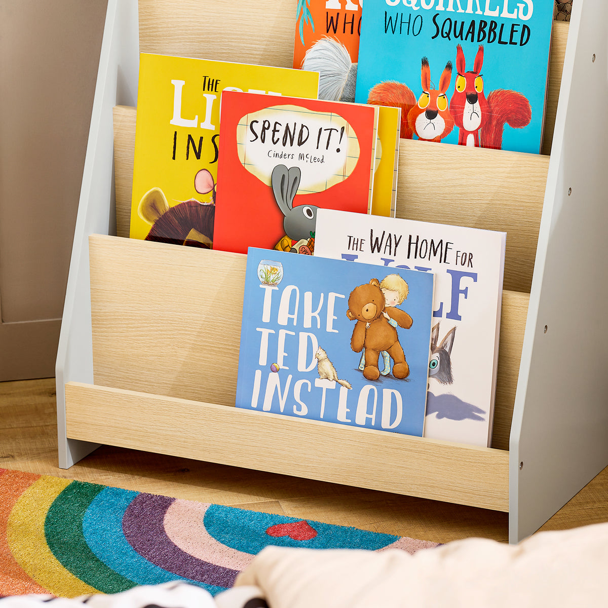 SoBuy KMB106-HG, Children Kids Bookcase Bookshelf Storage Shelf with 4 Shelves, Grey