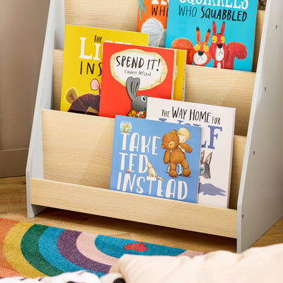SoBuy KMB106-HG, Children Kids Bookcase Bookshelf Storage Shelf with 4 Shelves, Grey