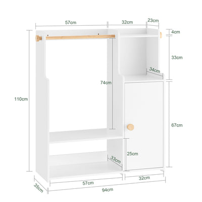 SoBuy KMB110-W, Children Kids Wardrobe Closet Children Clothes Rack with Hanging Rail, White