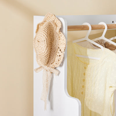 SoBuy KMB110-W, Children Kids Wardrobe Closet Children Clothes Rack with Hanging Rail, White