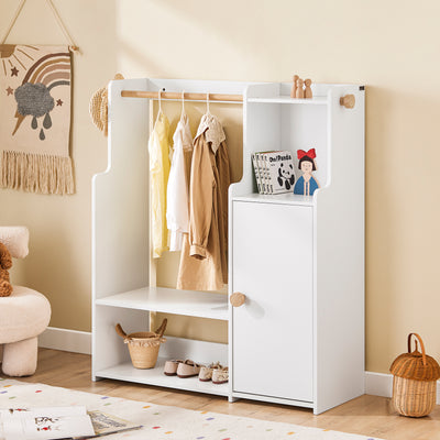 SoBuy KMB110-W, Children Kids Wardrobe Closet Children Clothes Rack with Hanging Rail, White