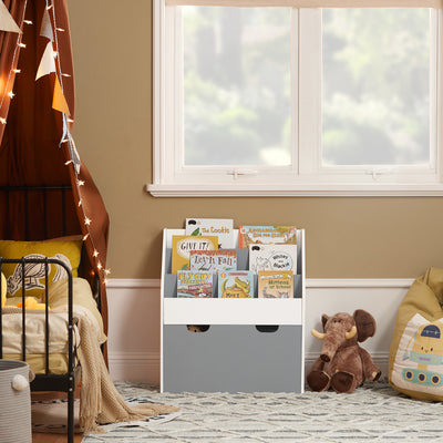 SoBuy KMB17-HG, Children Kids Bookcase Storage Display Rack Organizer Holder, Grey-clearance