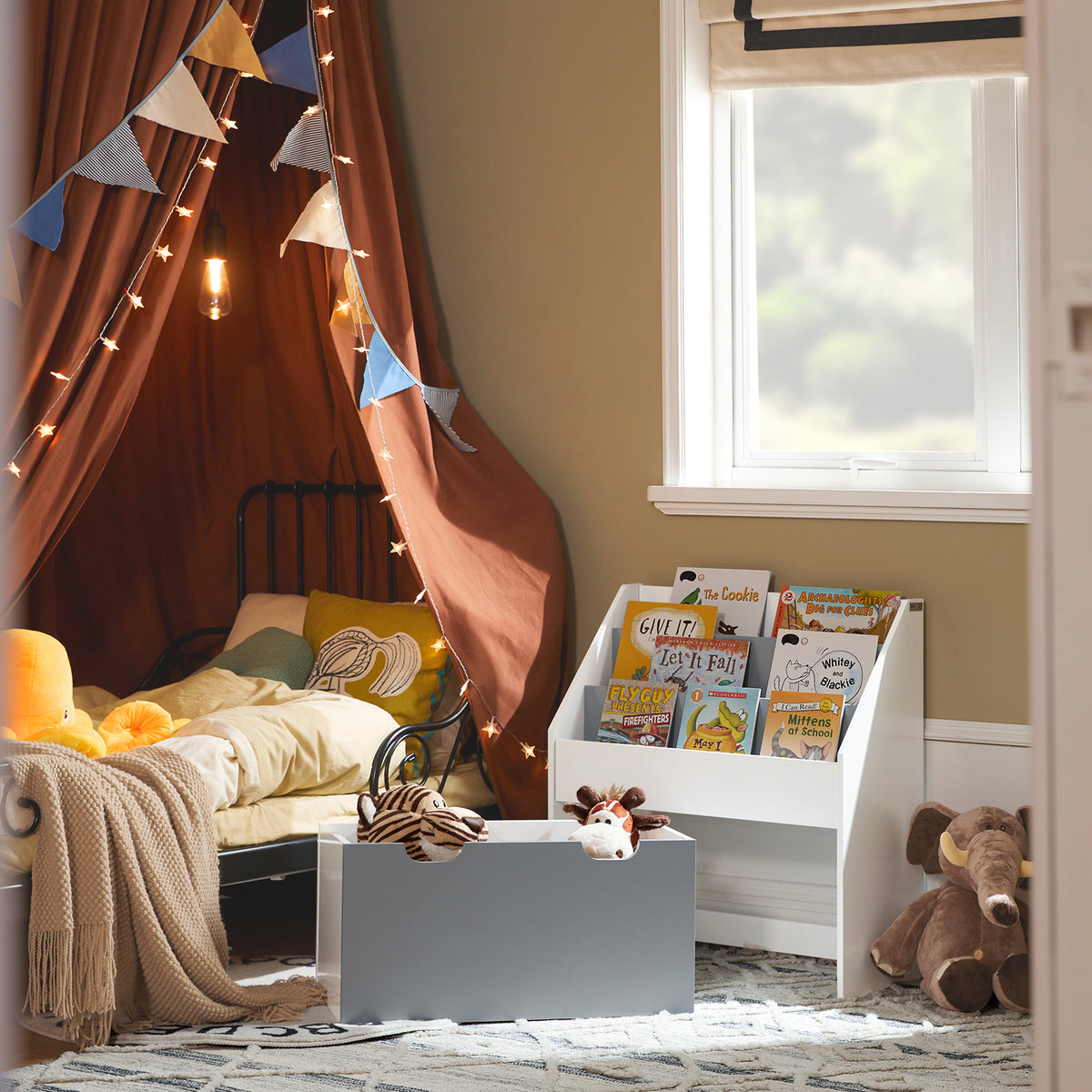 SoBuy KMB17-HG, Children Kids Bookcase Storage Display Rack Organizer Holder, Grey-clearance