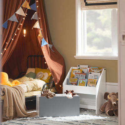 SoBuy KMB17-HG, Children Kids Bookcase Storage Display Rack Organizer Holder, Grey-clearance