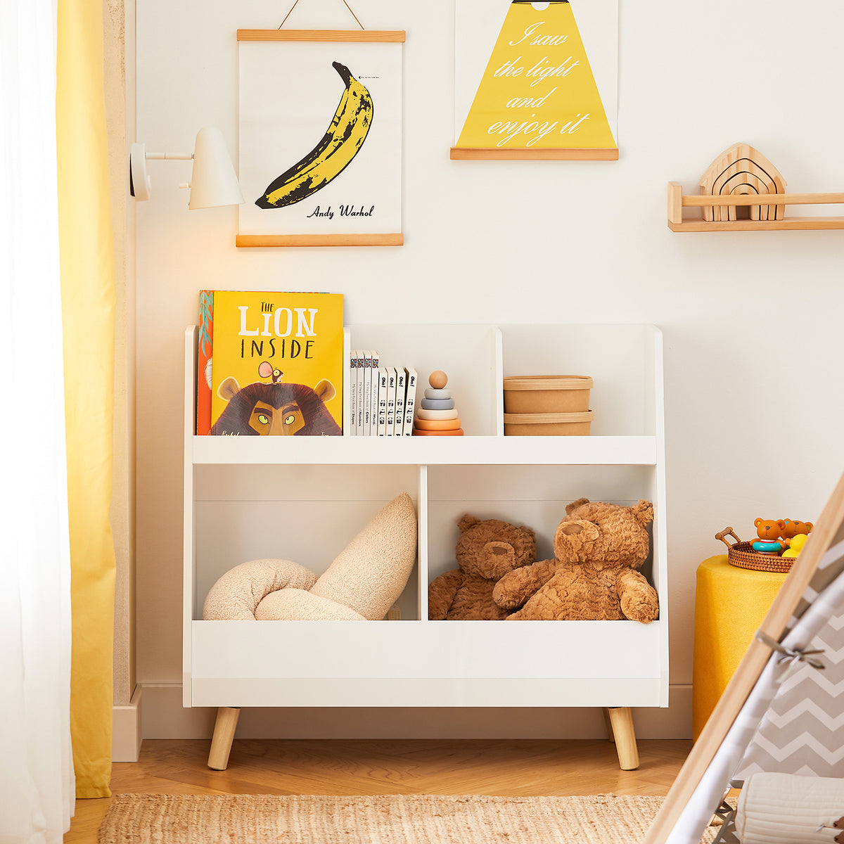 SoBuy KMB19-W, Children Kids Bookcase Storage Display Rack Organizer Holder, White-clearance