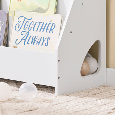 SoBuy KMB32-K-W, Children's Bookshelf Bookcase Children Kids Storage Shelf Rack with 4 Shelves and 1 Open Compartment Book Toy Organiser White W70 x D30 x H60cm