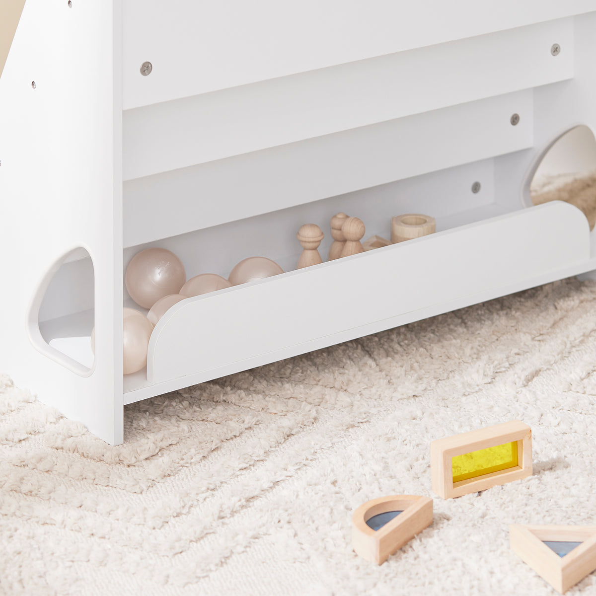 SoBuy KMB32-K-W, Children's Bookshelf Bookcase Children Kids Storage Shelf Rack with 4 Shelves and 1 Open Compartment Book Toy Organiser White W70 x D30 x H60cm
