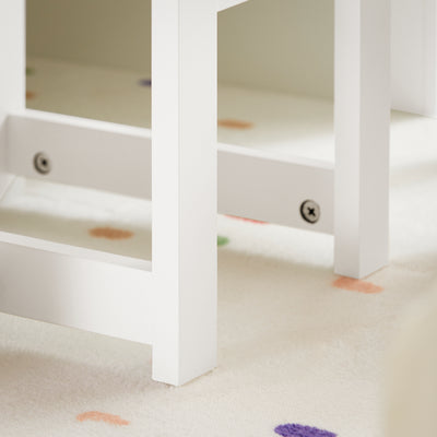 SoBuy KMB75-W, Kids Table and 2 Chairs Set Children's Play Table and Chair Set with Double-Sided Tabletop and 8 Storage Boxes Activity and Study Desk for Kids White 87x50x50 cm