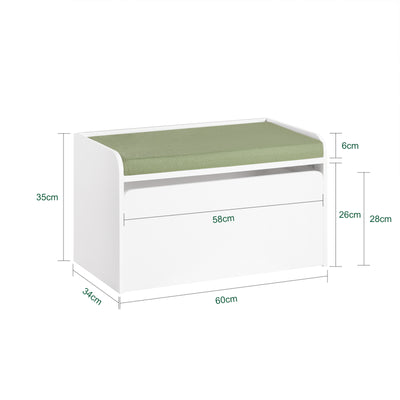 SoBuy KMB80-W, Children Kids Storage Bench with Mobile Storage Chest, Toy Chest Toy Box Storage Cabinet, White