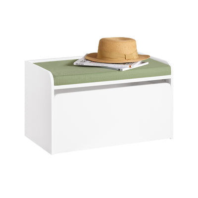 SoBuy KMB80-W, Children Kids Storage Bench with Mobile Storage Chest, Toy Chest Toy Box Storage Cabinet, White