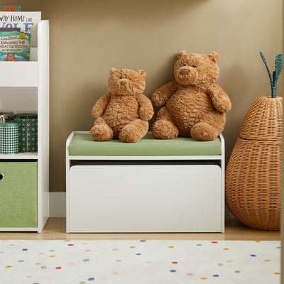 SoBuy KMB80-W, Children Kids Storage Bench with Mobile Storage Chest, Toy Chest Toy Box Storage Cabinet, White
