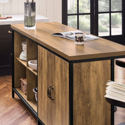 SoBuy KNL01-F, Kitchen Island Cupboard Sideboard Breakfast Dining Bar Table Bar Cabinet, Brown