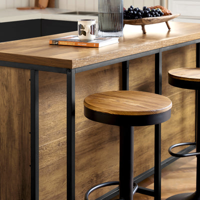 SoBuy KNL01-F, Kitchen Island Cupboard Sideboard Breakfast Dining Bar Table Bar Cabinet, Brown