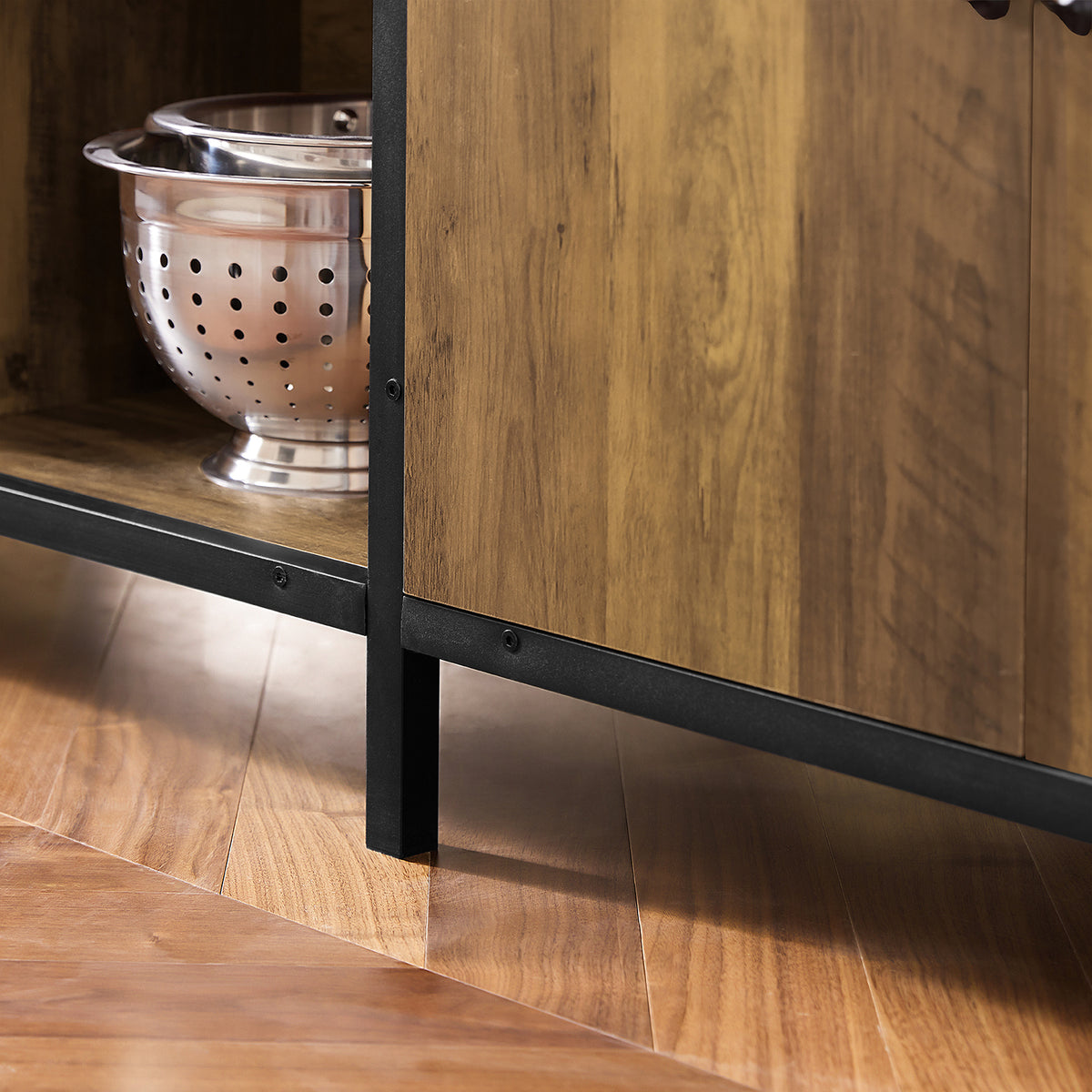 SoBuy KNL01-F, Kitchen Island Cupboard Sideboard Breakfast Dining Bar Table Bar Cabinet, Brown