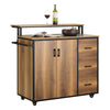 SoBuy KNL02-PF, Design Bar Cabinet on Wheels, Kitchen Storage Trolley Kitchen Island
